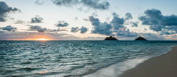 Восход Солнца Пляжные Сцены Острове Оаху Гавайи Стоковая Картинка
