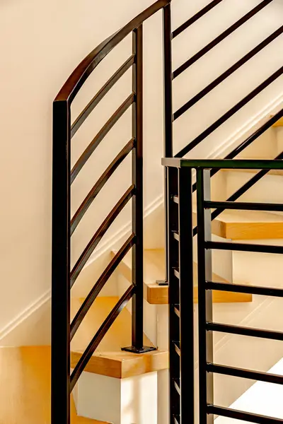 indoor staircase and railings details close-up