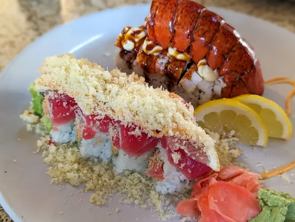 yummy lobster roll seafood sushi at a restaurant