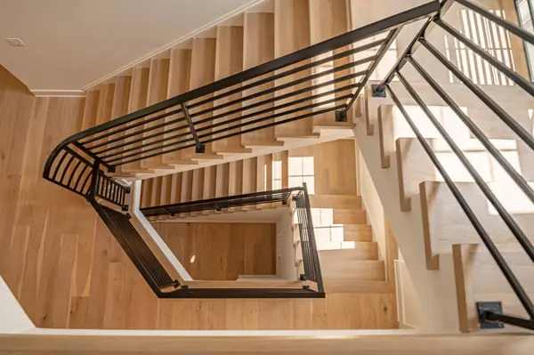 Modern Railing Ans Stair New Finished Building Stock Photo