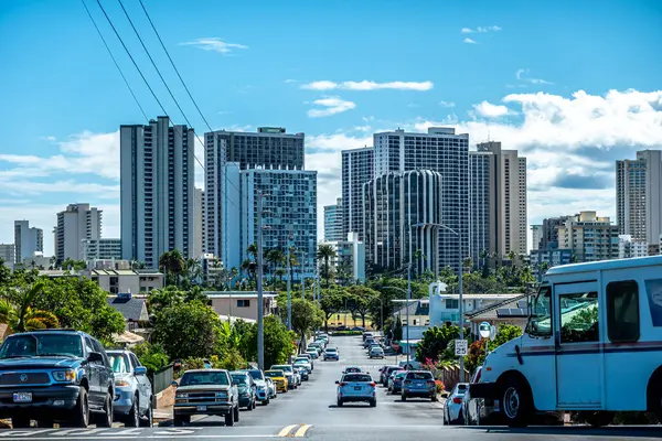 Waikiki Oahu Hawaii Yolları Şehir Sokakları Telifsiz Stok Imajlar