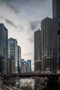Chicago şehir merkezi mimarisi ve sokak sahneleri