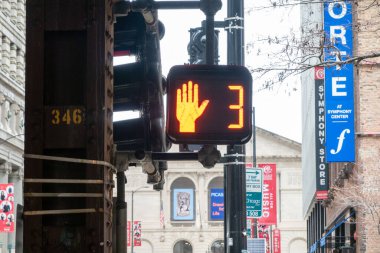 Güzel Chicago şehir silüeti ve şehir sokak manzaraları