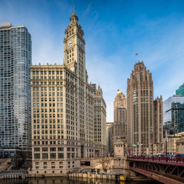 Chicago şehir merkezi mimarisi ve sokak sahneleri