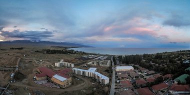 beautiful nature around issyk kul lake region in kyrgyzstan clipart