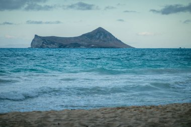 View of Waimanalo beach with turquoise water on Oahu island, Hawaii  clipart