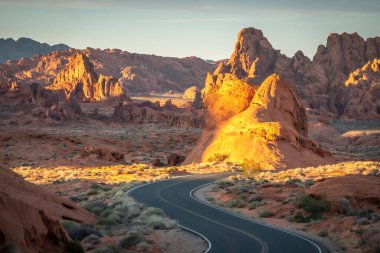 Las Vegas, Nevada yakınlarındaki Ateş Vadisi Eyalet Parkı 'ndan görüntü
