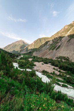 Ala-Arça gorge yaz günü, Kırgızistan içinde dağ manzara Panoraması.