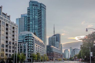 Toronto 'da sokak manzarası şehir merkezi, Ontario, Kanada