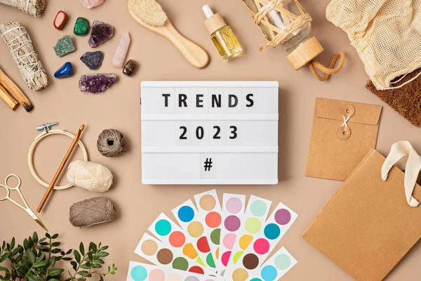 Lightbox Text Trends 2023 Personal Life Objects Popular Tendencies Trends — Stock Photo, Image