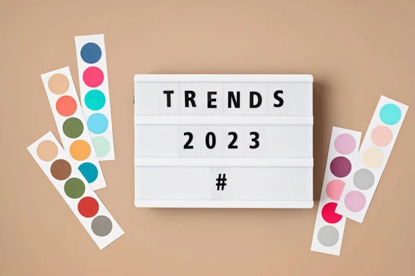 텍스트 트랜드 2023 팔레트가 라이트 인기있는 색깔의 아이디어의 — 스톡 사진