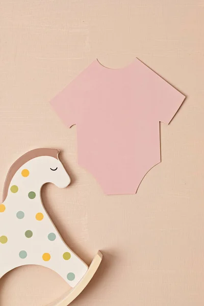 Baby Shower Gender Reveal Party Empty Paper Cut Onesie Flatlay — ストック写真