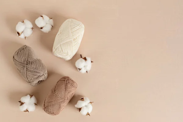 Craft Knitting Hobby Background Yarn Natural Colors Recomforting Hobby Reduce — Stockfoto