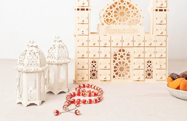 Ramadan Kareem Iftar Cibo Musulmano Concetto Vacanza Calendario Dell Avvento — Foto Stock