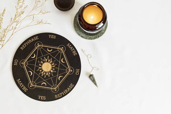 Pendulum Board Divination Fortune Telling Communicating Spirits Magical Crafting Witchcraft — Stock Photo, Image
