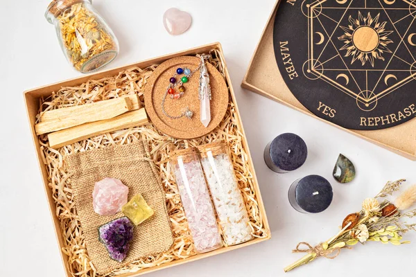 Caja Regalo Bricolaje Para Wicca Amantes Brujería Cristales Accesorios Brujas — Foto de Stock