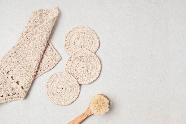 Reusable Handmade Cotton Pads Makeup Removal Sustainable Eco Friendly Zero — Stock Photo, Image