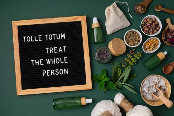 Letter Board Text Tolle Totum Meaning Treat Whole Person Latin — Stock Photo, Image