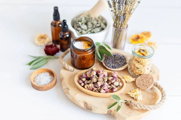 Campuran Botani Herbal Minyak Esensial Untuk Naturopati Obat Alami Obat — Stok Foto