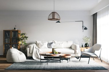 Interior Living Room Wall Mockup