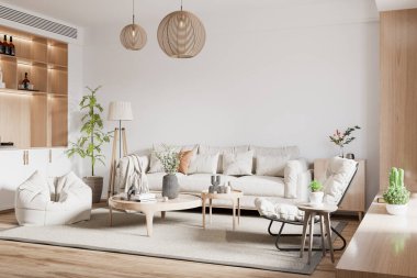 Interior Living Room Wall Mockup