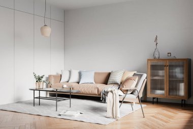 Interior Living Room Wall Mockup