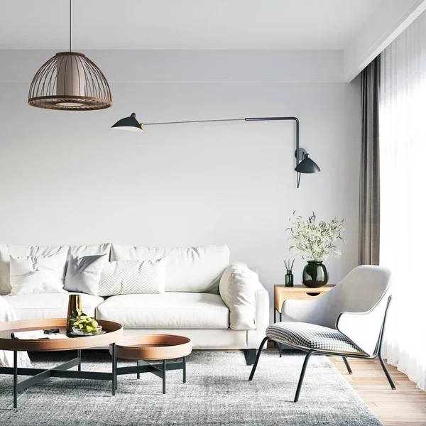 Interior Living Room Wall Mockup