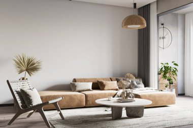 Wabi-Sabi Oturma Odası İç Duvar Modeli