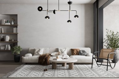 Wabi-Sabi Oturma Odası İç Duvar Modeli
