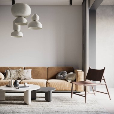 Wabi-Sabi Oturma Odası İç Duvar Modeli