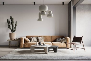 Wabi-Sabi Oturma Odası İç Duvar Modeli