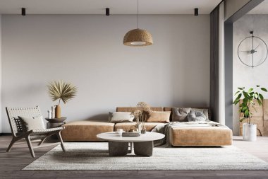 Wabi-Sabi Oturma Odası İç Duvar Modeli