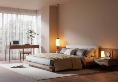 İç Yatak Odası Duvar Modeli - 3D Görüntü