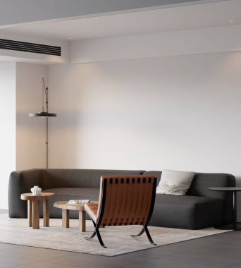 Modern Minimalist Oturma Odası İçi - 3D Hazırlama