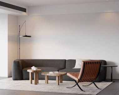 Modern Minimalist Oturma Odası İçi - 3D Hazırlama