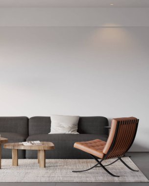 Modern Minimalist Oturma Odası İçi - 3D Hazırlama