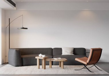 Modern Minimalist Oturma Odası İçi - 3D Hazırlama