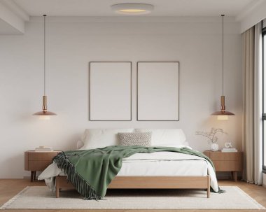 İskandinav Yatak Odası Poster Çerçevesi Minimalist Dekor 3D Yapılandırması