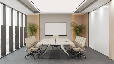 Tarafsız Dekor 3D Hazırlama ile Modern Ofis Toplantı Odası Çerçeve Model Model