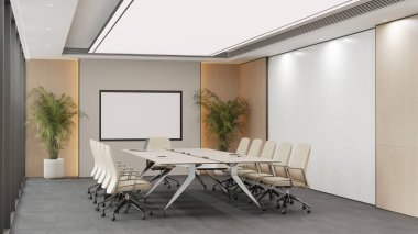 Tarafsız Dekor 3D Hazırlama ile Modern Ofis Toplantı Odası Çerçeve Model Model