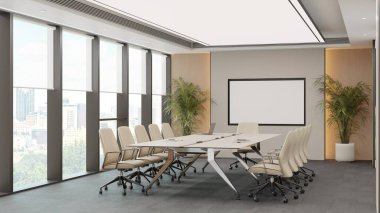 Tarafsız Dekor 3D Hazırlama ile Modern Ofis Toplantı Odası Çerçeve Model Model