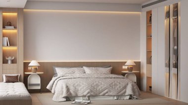 Modern Minimalist Yatak Odası İç Çerçeve Posteri 3B Yapılandırma