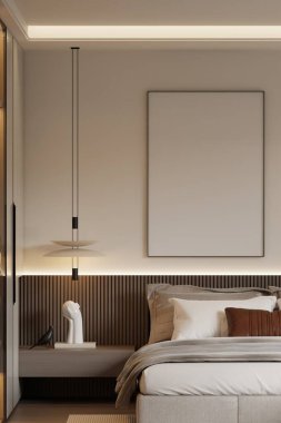 Modern Minimalist Yatak Odası İç Çerçeve Posteri 3B Yapılandırma