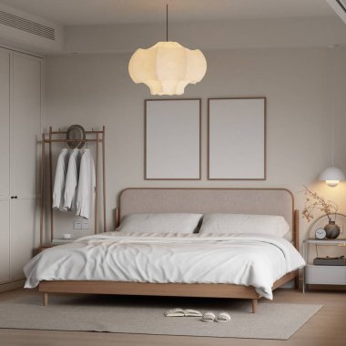Modern Minimalist Yatak Odası İç Çerçeve Posteri 3B Yapılandırma