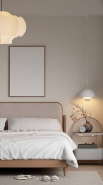 Modern Minimalist Yatak Odası İç Çerçeve Posteri 3B Yapılandırma