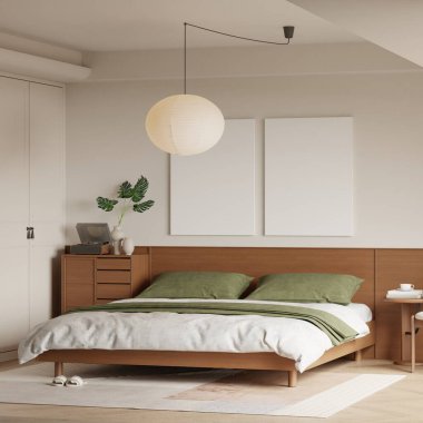 Modern Minimalist Yatak Odası İç Çerçeve Posteri 3B Yapılandırma