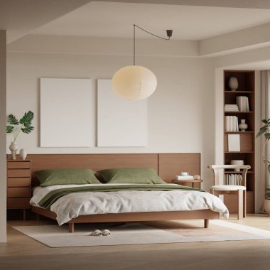 Modern Minimalist Yatak Odası İç Çerçeve Posteri 3B Yapılandırma
