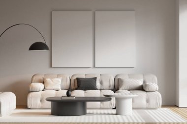 Modern Oturma Odası Çerçeve Posteri Model - 3d Hazırlama