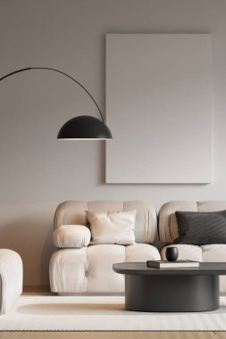 Modern Oturma Odası Çerçeve Posteri Model - 3d Hazırlama