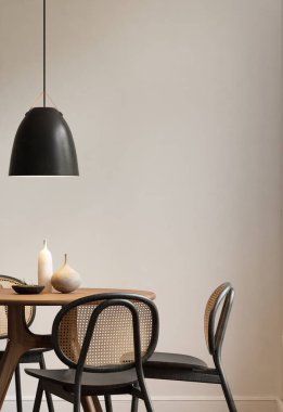 Modern Japandi Yemek Odası Poster Çerçeve Model ile İçi